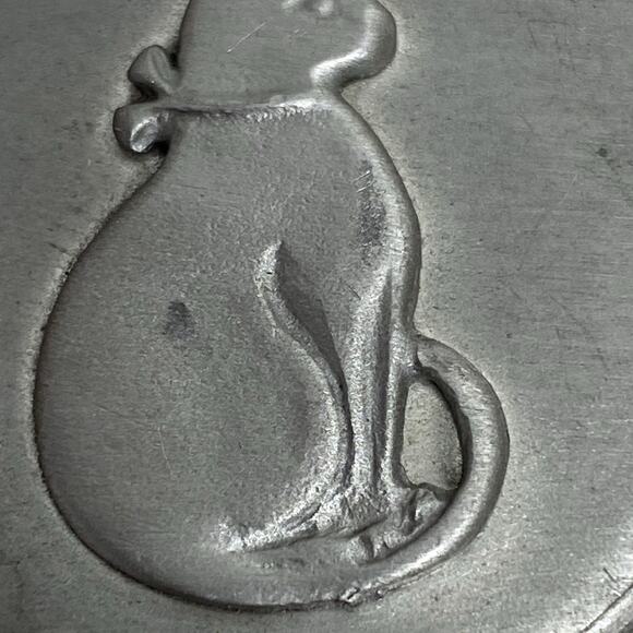 Vintage Seagull Fine Pewter Trinket Box Cat Kitten Emblem Top Small Canada - Picture 5 of 9